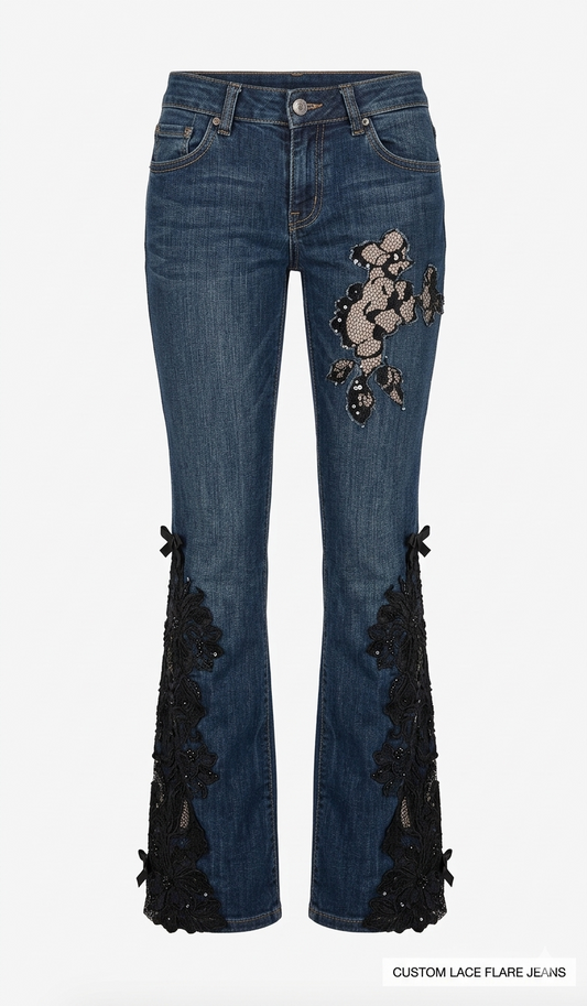 Custom Lace Flower Jeans